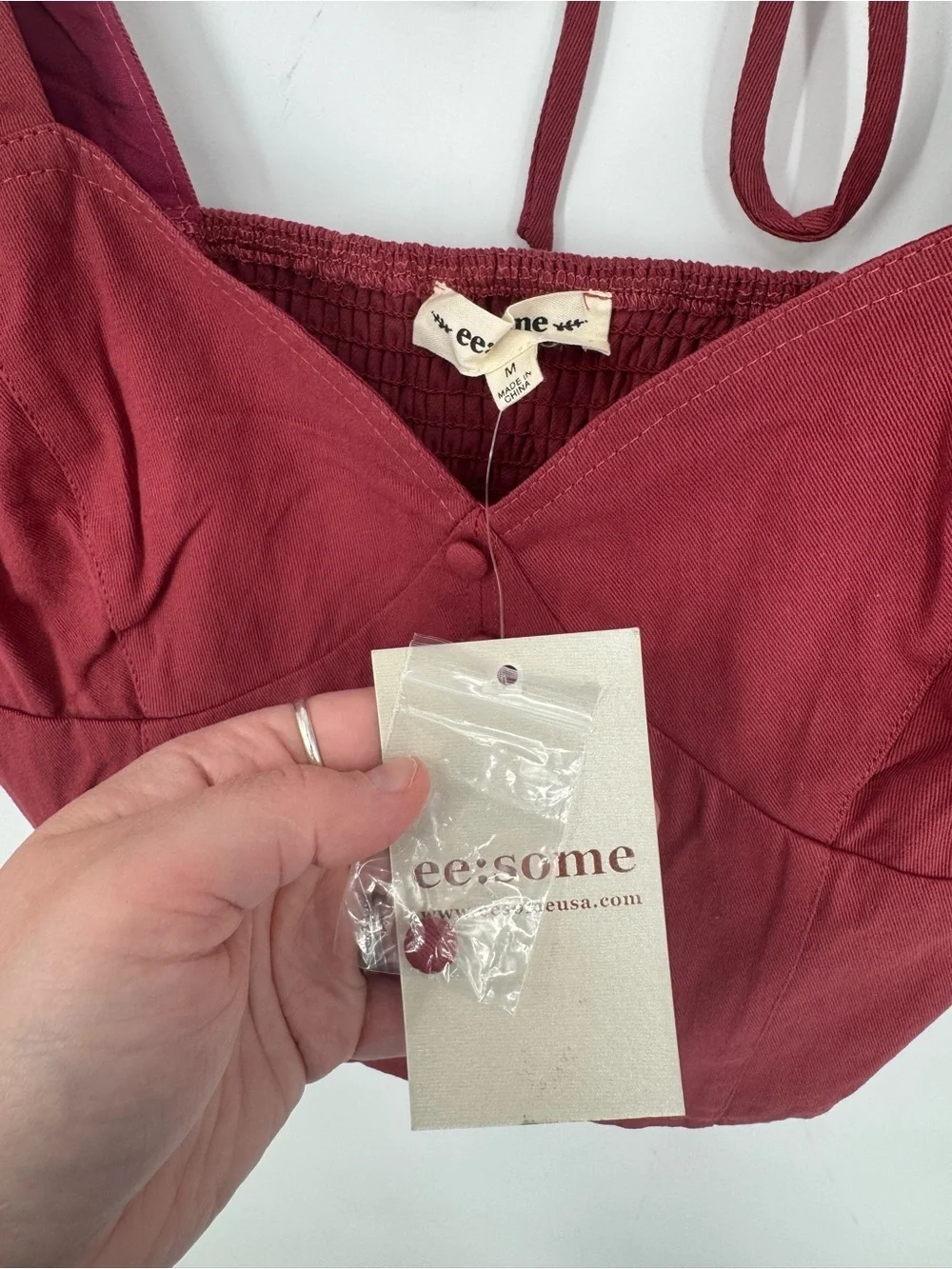 Eesome Boutique Boho Puff Sleeve Brick Red Earthy Crop Top NWT Size Medium